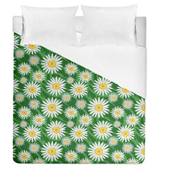 Flower Sunflower Yellow Green Leaf White Duvet Cover (queen Size) by Mariart