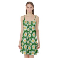 Flower Sunflower Yellow Green Leaf White Satin Night Slip by Mariart