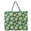 Flower Sunflower Yellow Green Leaf White Zipper Large Tote Bag View1