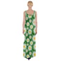 Flower Sunflower Yellow Green Leaf White Maxi Thigh Split Dress View2