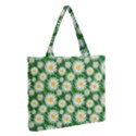 Flower Sunflower Yellow Green Leaf White Medium Zipper Tote Bag View2