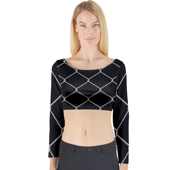 Iron Wire White Black Long Sleeve Crop Top