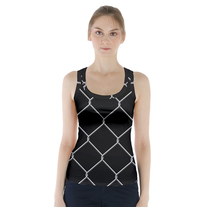 Iron Wire White Black Racer Back Sports Top