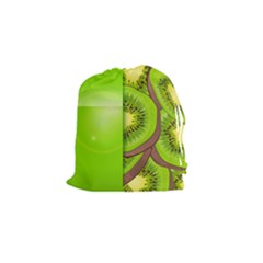 Fruit Slice Kiwi Green Drawstring Pouches (small)  by Mariart