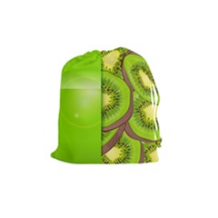 Fruit Slice Kiwi Green Drawstring Pouches (medium)  by Mariart