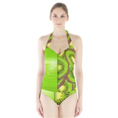 Fruit Slice Kiwi Green Halter Swimsuit by Mariart