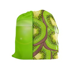 Fruit Slice Kiwi Green Drawstring Pouches (extra Large) by Mariart