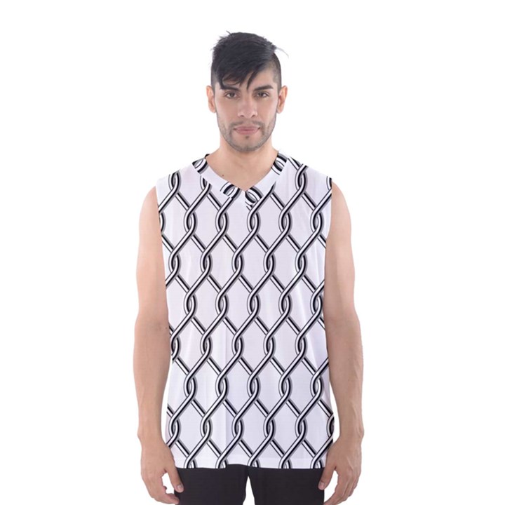 Iron Wire Black White Men s Basketball Tank Top