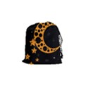 Moon Star Space Orange Black Light Night Circle Polka Drawstring Pouches (Small)  View1