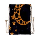 Moon Star Space Orange Black Light Night Circle Polka Drawstring Bag (Small) View1