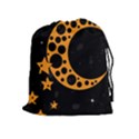 Moon Star Space Orange Black Light Night Circle Polka Drawstring Pouches (Extra Large) View1