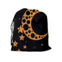 Moon Star Space Orange Black Light Night Circle Polka Drawstring Pouches (Extra Large) View2