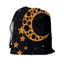 Moon Star Space Orange Black Light Night Circle Polka Drawstring Pouches (XXL) View2