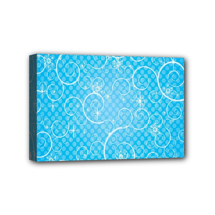 Leaf Blue Snow Circle Polka Star Mini Canvas 6  x 4 