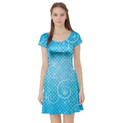 Leaf Blue Snow Circle Polka Star Short Sleeve Skater Dress by Mariart