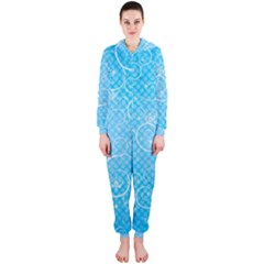 Leaf Blue Snow Circle Polka Star Hooded Jumpsuit (ladies)  by Mariart