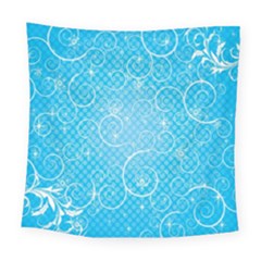 Leaf Blue Snow Circle Polka Star Square Tapestry (large) by Mariart