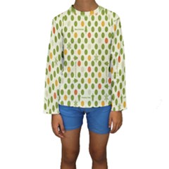 Merry Christmas Polka Dot Circle Snow Tree Green Orange Red Gray Kids  Long Sleeve Swimwear by Mariart