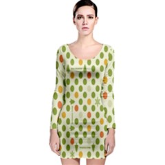 Merry Christmas Polka Dot Circle Snow Tree Green Orange Red Gray Long Sleeve Bodycon Dress by Mariart