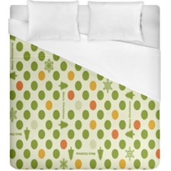 Merry Christmas Polka Dot Circle Snow Tree Green Orange Red Gray Duvet Cover (king Size) by Mariart