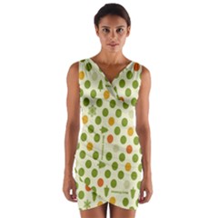 Merry Christmas Polka Dot Circle Snow Tree Green Orange Red Gray Wrap Front Bodycon Dress by Mariart