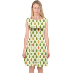 Merry Christmas Polka Dot Circle Snow Tree Green Orange Red Gray Capsleeve Midi Dress by Mariart