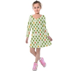 Merry Christmas Polka Dot Circle Snow Tree Green Orange Red Gray Kids  Long Sleeve Velvet Dress by Mariart