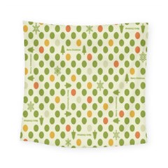 Merry Christmas Polka Dot Circle Snow Tree Green Orange Red Gray Square Tapestry (small)