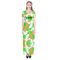 Graphic Floral Seamless Pattern Mosaic Short Sleeve Maxi Dress