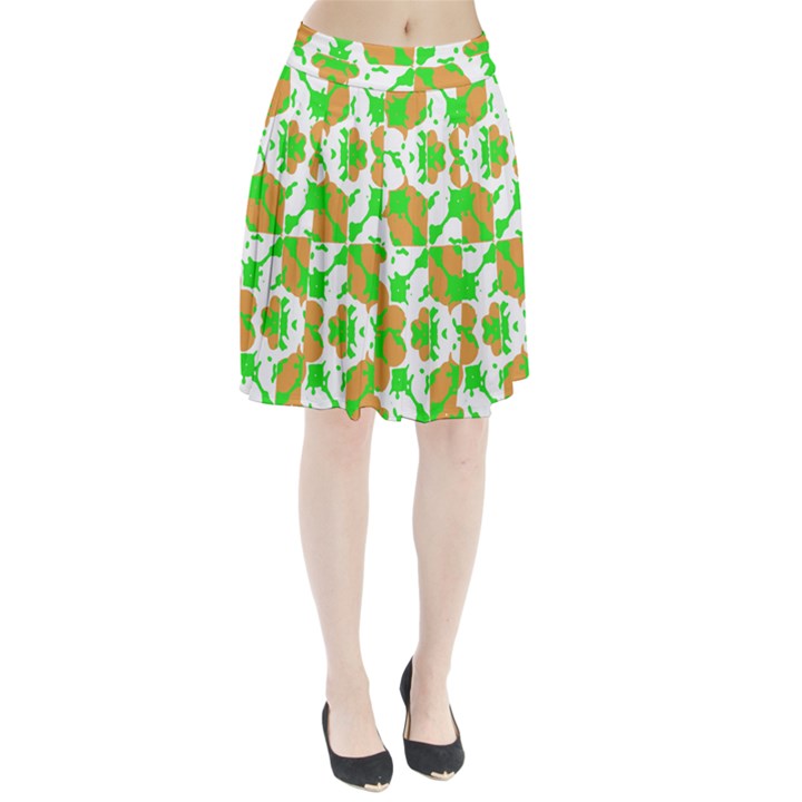 Graphic Floral Seamless Pattern Mosaic Pleated Skirt