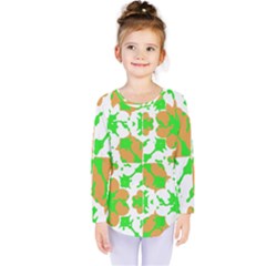 Graphic Floral Seamless Pattern Mosaic Kids  Long Sleeve Tee