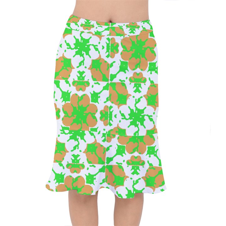 Graphic Floral Seamless Pattern Mosaic Mermaid Skirt