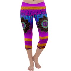 Air And Stars Global With Some Guitars Pop Art Capri Yoga Leggings by pepitasart