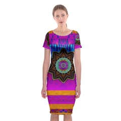 Air And Stars Global With Some Guitars Pop Art Classic Short Sleeve Midi Dress by pepitasart