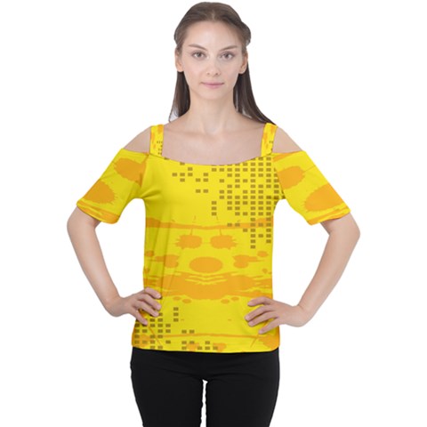 Texture Yellow Abstract Background Women s Cutout Shoulder Tee by Nexatart