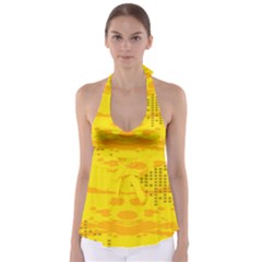 Texture Yellow Abstract Background Babydoll Tankini Top by Nexatart