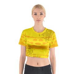 Texture Yellow Abstract Background Cotton Crop Top by Nexatart