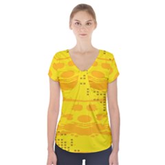 Texture Yellow Abstract Background Short Sleeve Front Detail Top by Nexatart