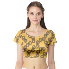 Abstract Shapes Links Design Short Sleeve Crop Top (tight Fit) by Nexatart