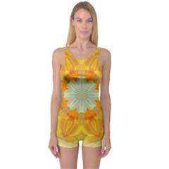 Sunshine Sunny Sun Abstract Yellow One Piece Boyleg Swimsuit by Nexatart