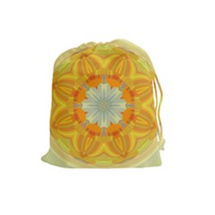 Sunshine Sunny Sun Abstract Yellow Drawstring Pouches (large)  by Nexatart