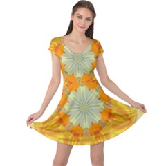 Sunshine Sunny Sun Abstract Yellow Cap Sleeve Dresses by Nexatart