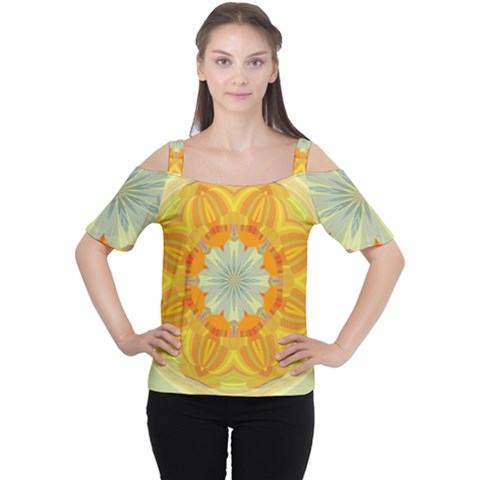 Sunshine Sunny Sun Abstract Yellow Women s Cutout Shoulder Tee by Nexatart