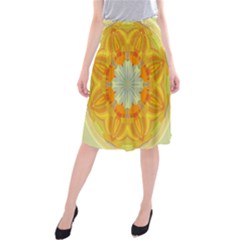 Sunshine Sunny Sun Abstract Yellow Midi Beach Skirt by Nexatart