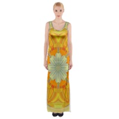 Sunshine Sunny Sun Abstract Yellow Maxi Thigh Split Dress by Nexatart