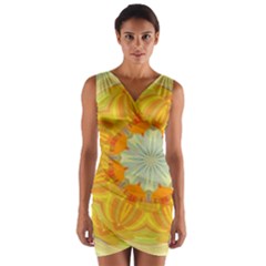 Sunshine Sunny Sun Abstract Yellow Wrap Front Bodycon Dress by Nexatart