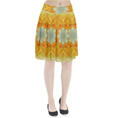 Sunshine Sunny Sun Abstract Yellow Pleated Skirt by Nexatart