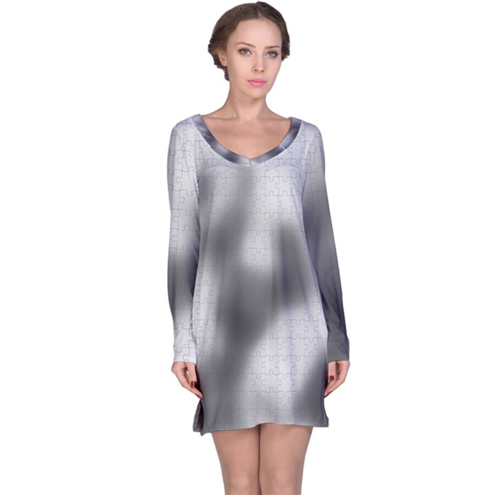 Puzzle Grey Puzzle Piece Drawing Long Sleeve Nightdress