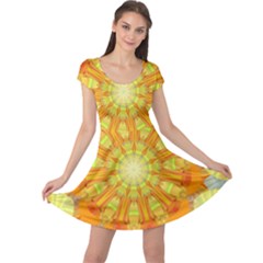 Sunshine Sunny Sun Abstract Yellow Cap Sleeve Dresses by Nexatart