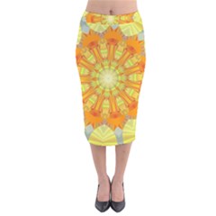 Sunshine Sunny Sun Abstract Yellow Velvet Midi Pencil Skirt by Nexatart